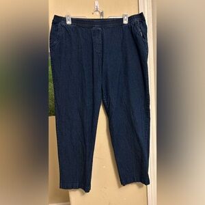 Dark Blue Elastic Band Denim Pants